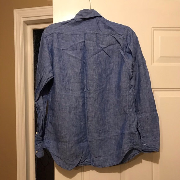 Club Monaco -Men’s Linen Blue Button Down Shirt- S - Picture 3 of 7